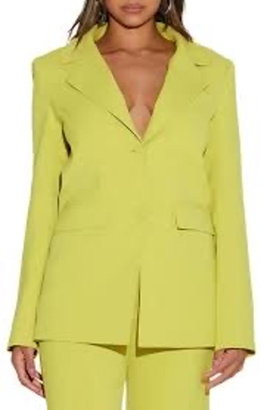 Naked Wardrobe Women's Lime Green Longline Blazer Size XS
